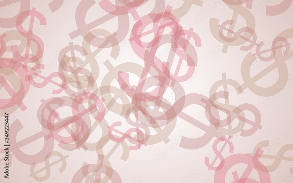 Multicolored translucent dollar signs on white background. Red tones. 3D illustration Multicolored translucent dollar signs on white background. Red tones. 3D illustration