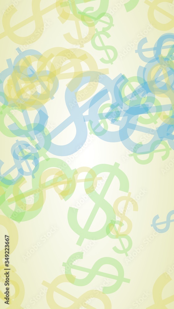 Multicolored translucent dollar signs on white background. 3D illustration Multicolored translucent dollar signs on white background. 3D illustration