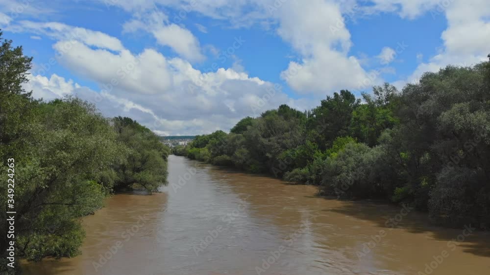 Flooded sunny landscape with overflow level of water of spring river. Flooded sunny landscape with overflow level of water of spring river.