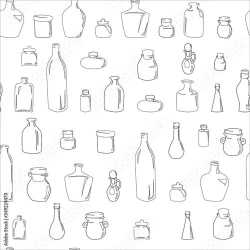 glass bottles and flasks seamless pattern
