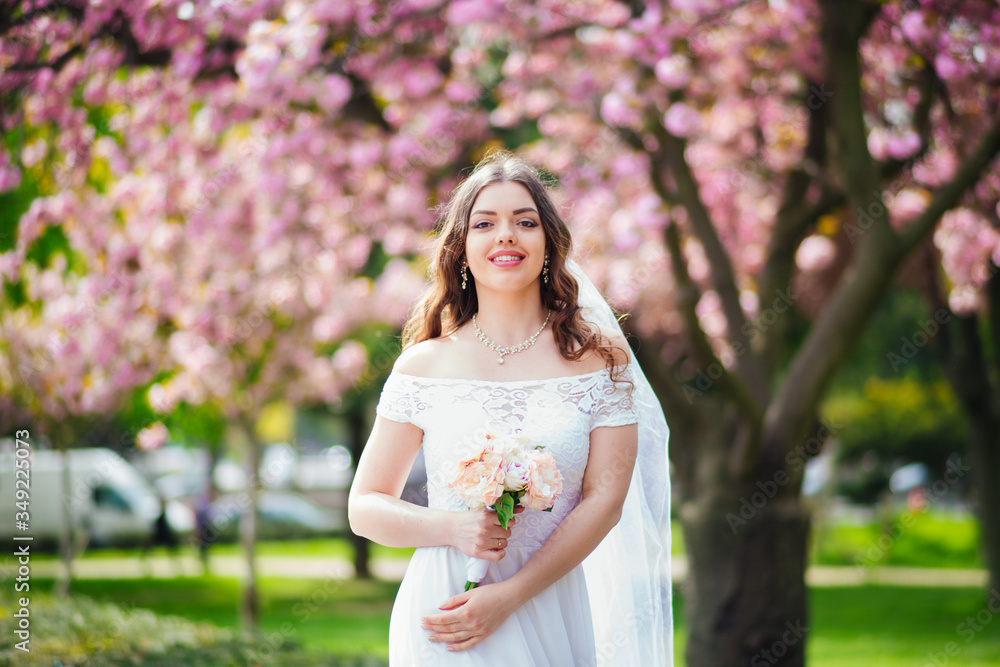 young woman walks in white lace dress, high-heeled shoes, Paris, young woman walks in white lace dress, high-heeled shoes, Paris,