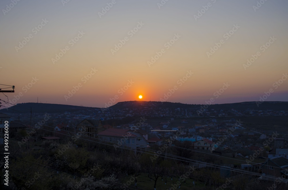 sunset over the city of Simferopol