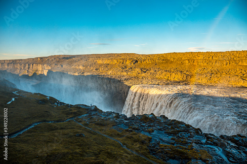 Top of Dettifoss Waterfall, Iceland. The largest waterfall in the European community