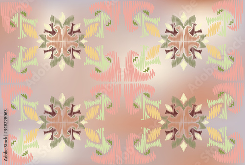 Colorful Ikat ornamentel seamless pattern for textile, wallpaper, card or wrapping paper