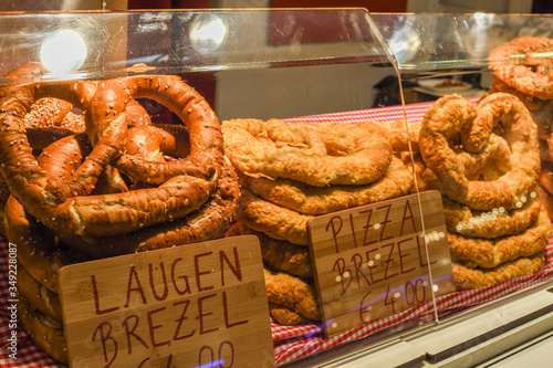 Photography Bavarian authentic pretzels for Oktoberfest or Autumn Fest, Christmas