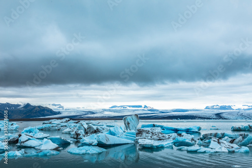 Beautiful icebergs the Jokulsarlon Ice Lake in the golden circle of southern Iceland