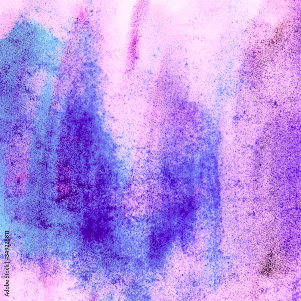 Abstract blue purple watercolor background. Square. Copy space.