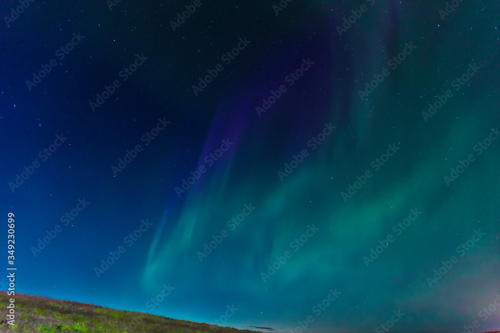 Northern lights in the sky on the Reykjanes peninsula in southern Iceland