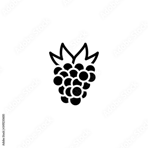 Raspberry leaf vector icon in black solid flat design icon isolated on white background