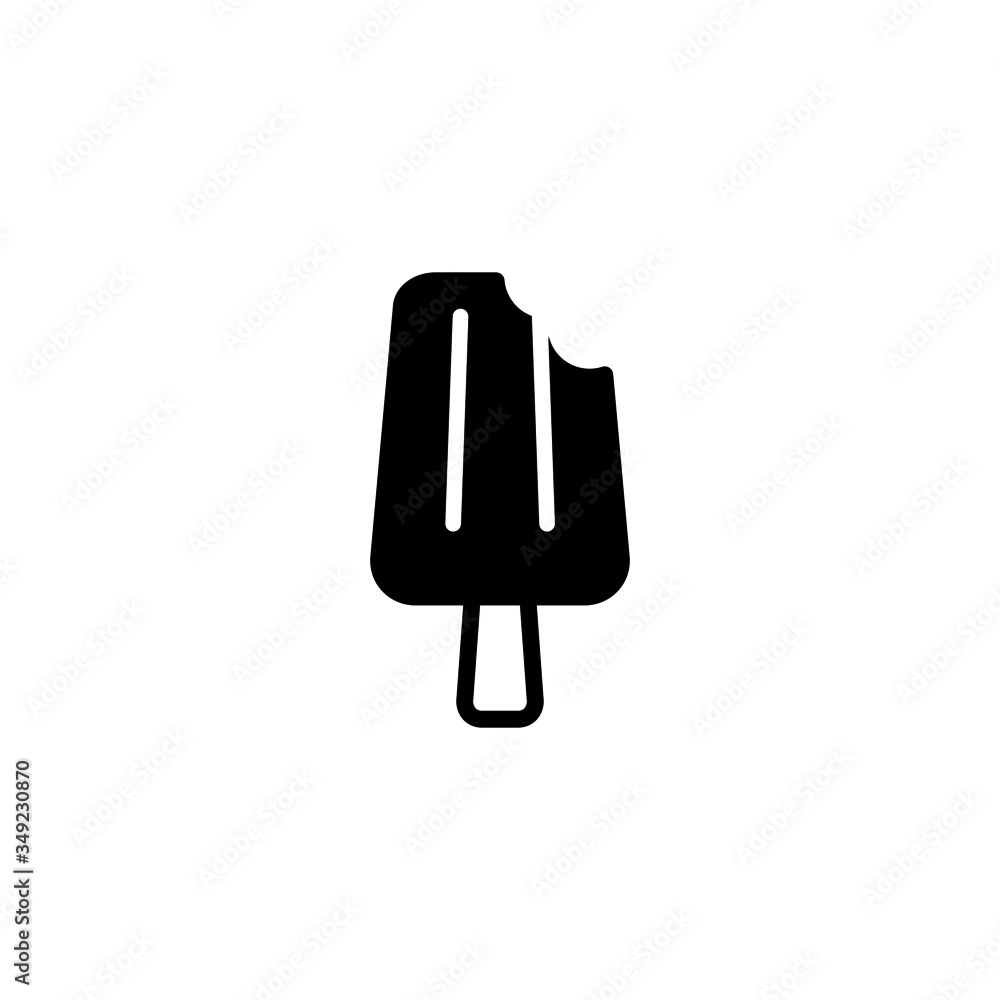 Bitten ice cream vector icon in black so lid flat design icon isolated on white background Bitten ice cream vector icon in black so lid flat design icon isolated on white background