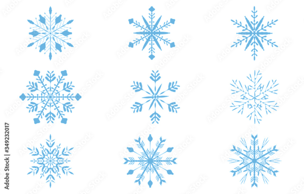 青い雪の結晶のベクターイラスト 青い雪の結晶のベクターイラスト