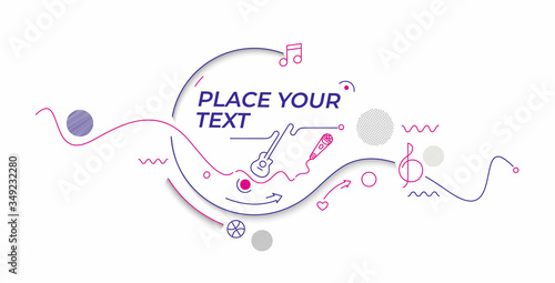Abstract Music notes banner design, Flat Line art vector illustration.