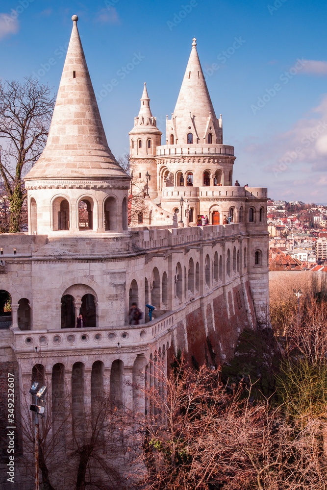 Three of the seven towers on Fishermans Bastion