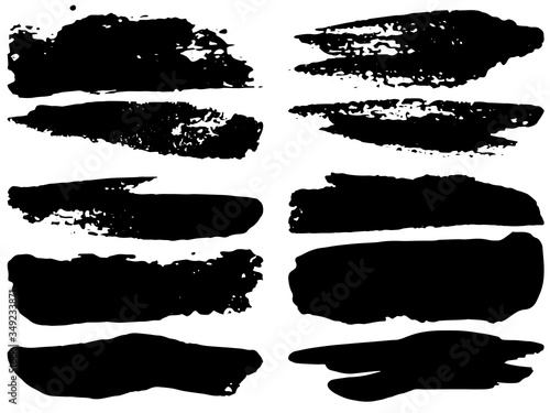 Collection of paint splash. Vector set of brush strokes. Isolated on white background. Grunge strokes 