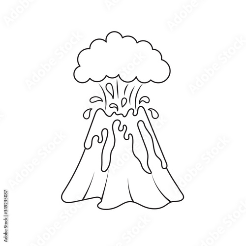 Coloring page with a cute volcano. Vector Illustration.