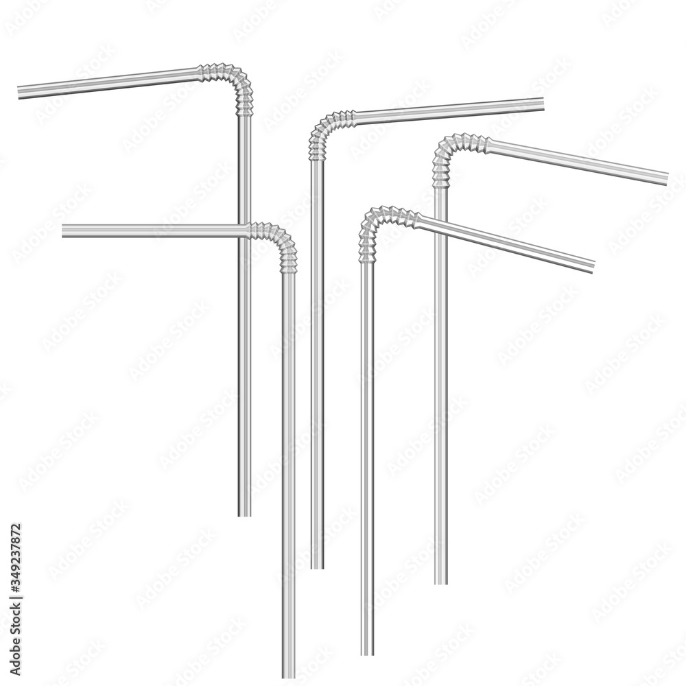 Vector realistic tubules for drinks, smoothie, milk, cocktails, alcohol. Set of realistic drinking straws isolated on white with various bends. 3D template for design. Vector realistic tubules for drinks, smoothie, milk, cocktails, alcohol. Set of realistic drinking straws isolated on white with various bends. 3D template for design.