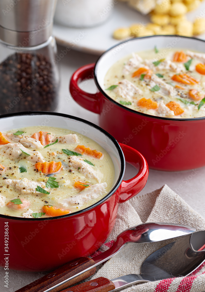 Two Bowsl of Creamy Chicken Soup Two Bowsl of Creamy Chicken Soup