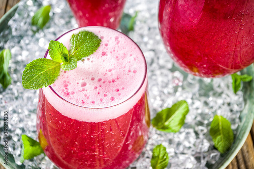 Photos Summer berry red iced punch, cool fruity drink, Indian Asian Falsa Sherbet, or P