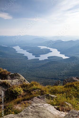 Rocks and Adirondack Mountains view