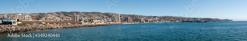 Panoramic view of the port of Valparaiso, Chile. Super panoramic photo made with several consecutive shots