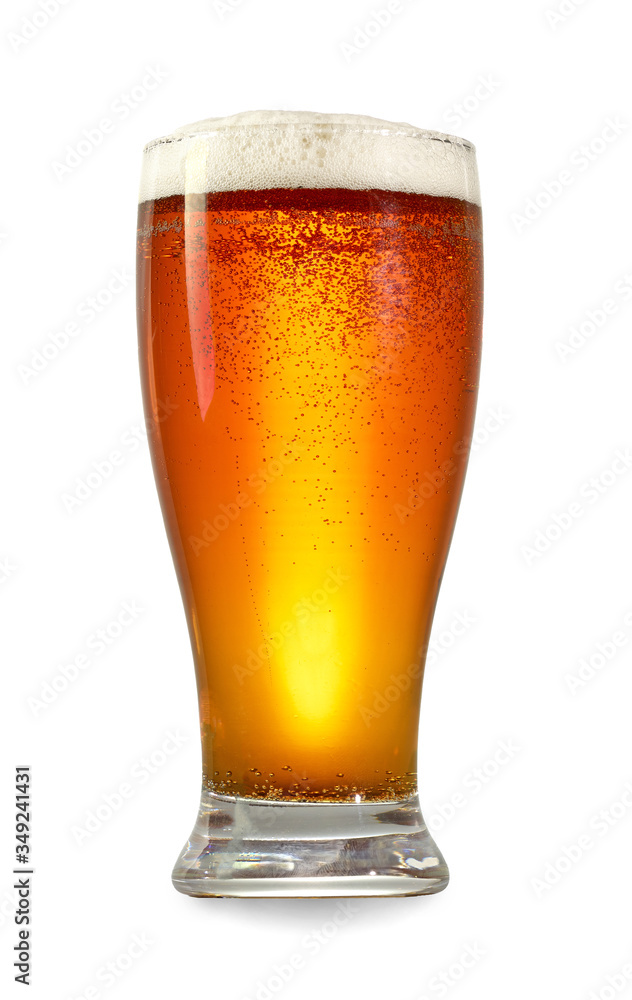 Glass of fresh beer isolated on white background Glass of fresh beer isolated on white background