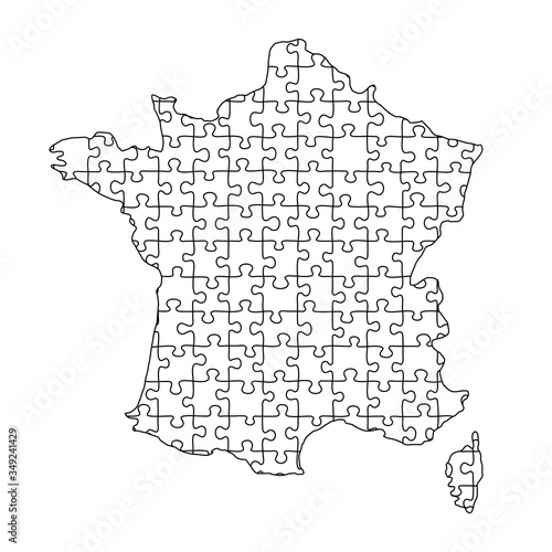 France map from black pattern from composed puzzles. Vector illustration.