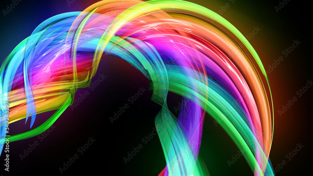 Creative abstract twisted rainbow color background. Abstract stripes. 3d render Creative abstract twisted rainbow color background. Abstract stripes. 3d render