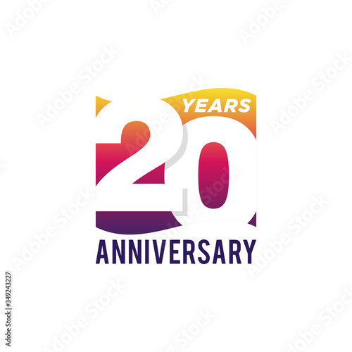 20 Years Anniversary Celebration Icon Vector Logo Design Template. Gradient Flag Style.