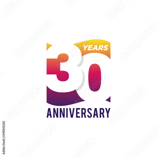 30 Years Anniversary Celebration Icon Vector Logo Design Template. Gradient Flag Style.