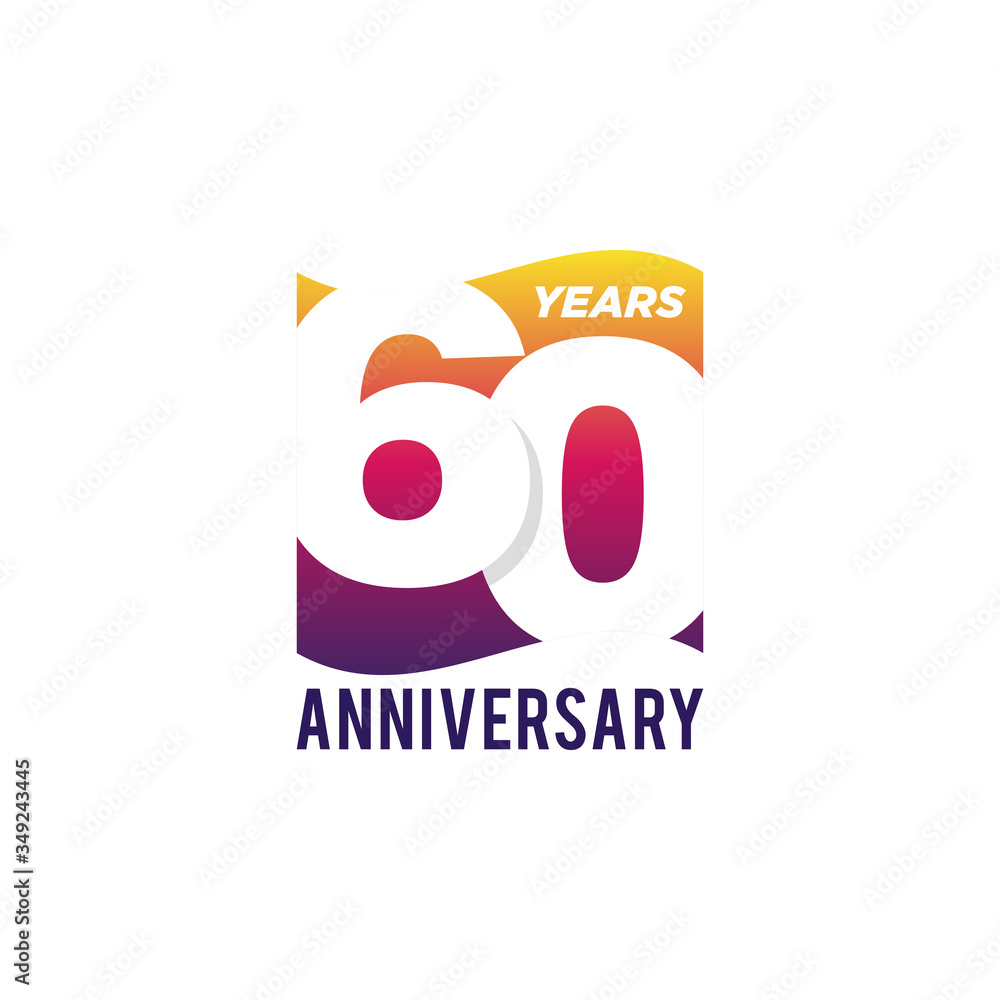 Obraz premium 60 Years Anniversary Celebration Icon Vector Logo Design Template. Gradient Flag Style.
