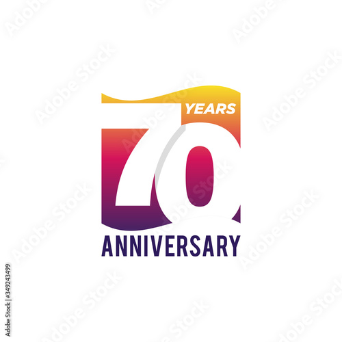 70 Years Anniversary Celebration Icon Vector Logo Design Template. Gradient Flag Style.