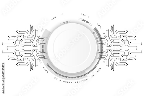 Vector circuit board cyber security on white background with map and password to log in system for technology background