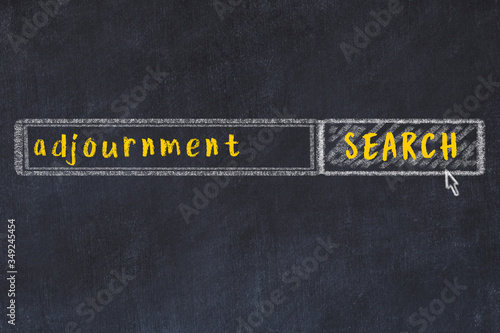 Chalk sketch of browser window with seqrch form and inscription adjournment