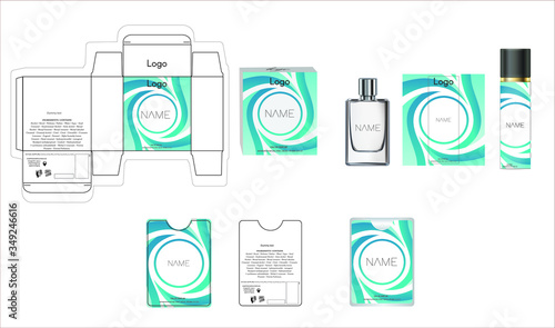 Packaging design, luxury perfume box, pocket perfume and deo design template and mock up box. Illustration vector.