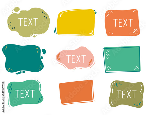 Hand drawn set of speech bubbles with text place. Comic doodle sketch style. Text and speech balloon element of color. Vector illustration for icon design.