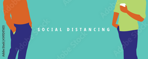 Illustration of social distancing to prevent pandemic virus.