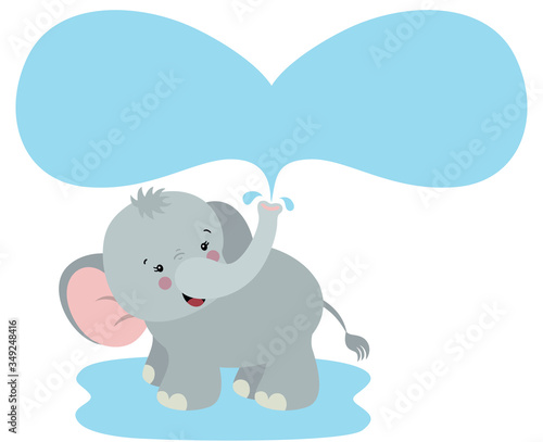 Fototapeta Naklejka Na Ścianę i Meble -  Cute little elephant playing with water

