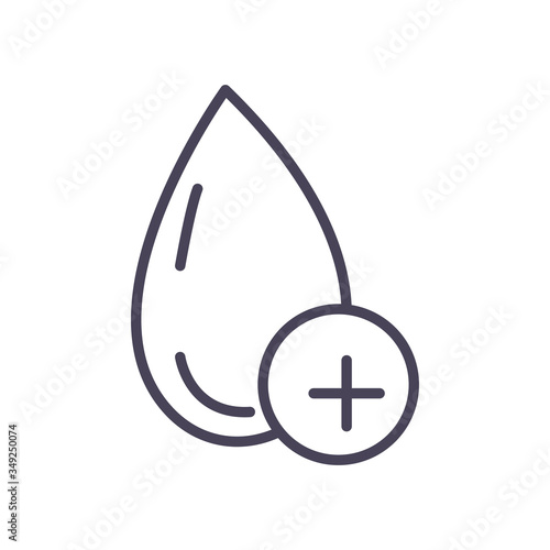 Medical drop with plus symbol line style icon vector design