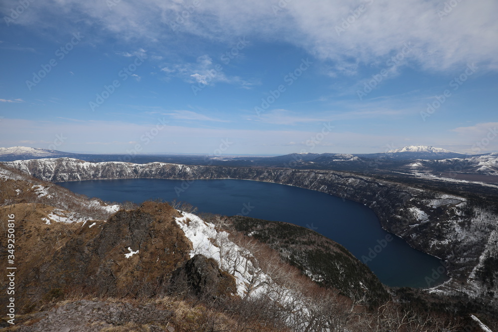 Blue lake view from the top of the mountain