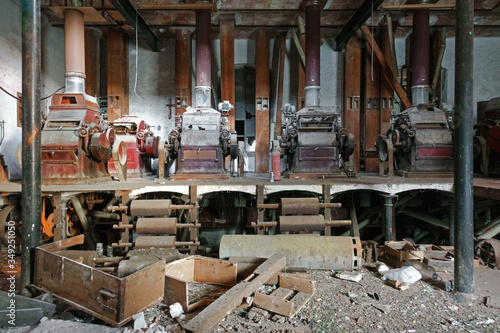 Old machines in a flour factory