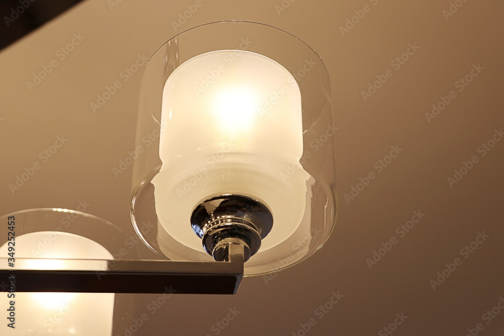 Close up detail of pendant chandelier, Beautiful ceiling lighting for interior design Close up detail of pendant chandelier, Beautiful ceiling lighting for interior design