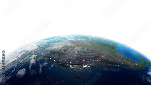 The Earth Space Planet 3D illustration white background. elements from NASA