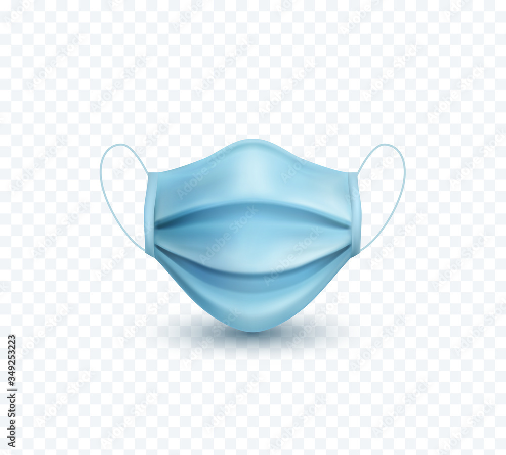 Immunitet Aktiver Dømme Mask isolated on transparent background. Vector blue medical doctor,  surgical, safety breathing element mockup. 3d virus, dust or air pollution  face protection Stock-vektor | Adobe Stock