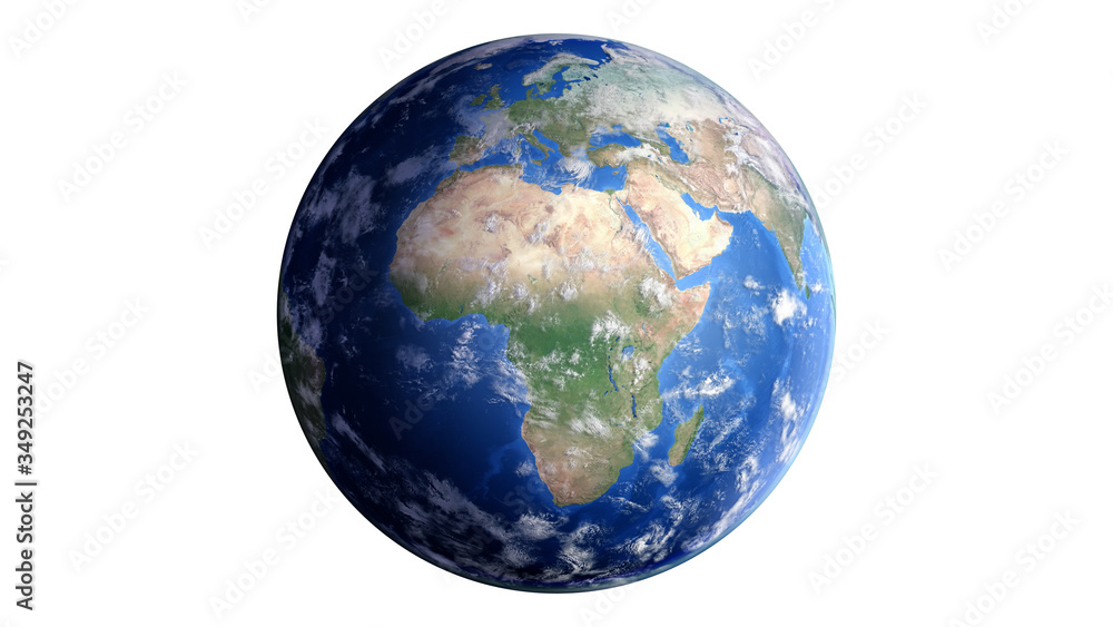 Fototapeta premium The Earth Space Planet 3D illustration white background. elements from NASA