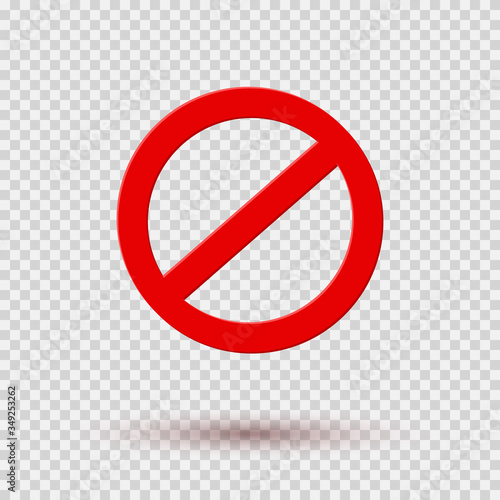 Icon No or stop, danger red symbol isolated on transparent background. Vector restriction, prohibit road sign