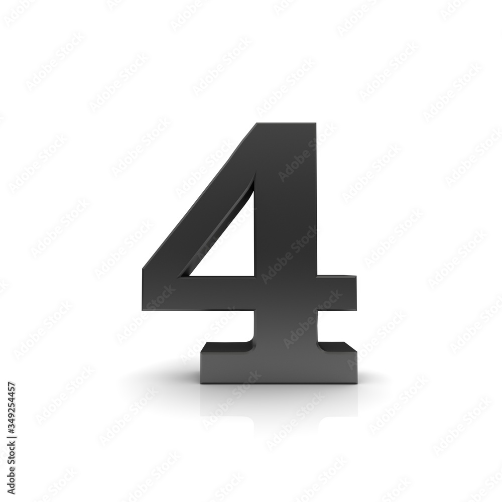 Obraz premium 4 four number black 3d sign