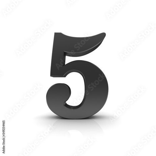 5 five number black 3d sign