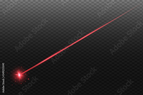 Abstract red laser beam. Transparent isolated on black background. Vector illustration.the lighting effect.floodlight directional
