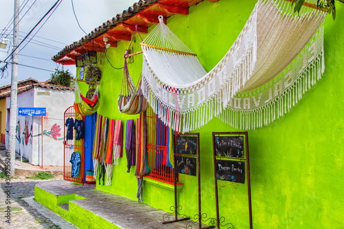 Colorful hammocks for sale in Suchitoto, El Salvador, Central America photo