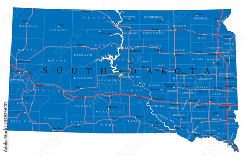 South Dakota state political map photo